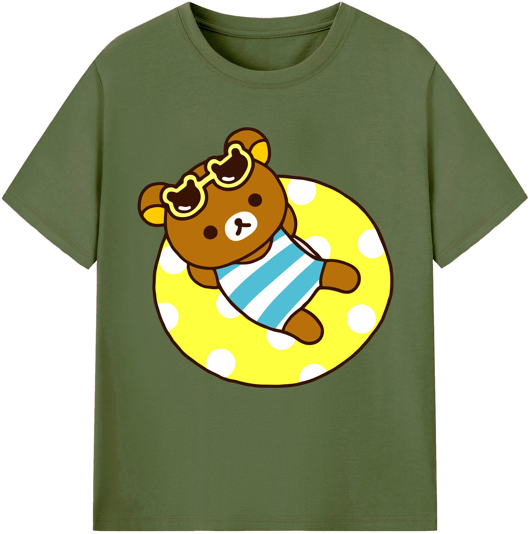 （画像用） リラックマ リラックマ キイロイトリ Rilakkuma Korilakkuma Kiiroitori 綿100％半袖Tシャツ（フロントプリント）
